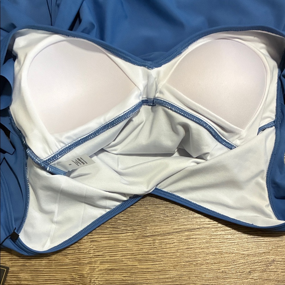 Amoressa Blue Ruffle One-Piece Swim Dress - Picture 5 of 9